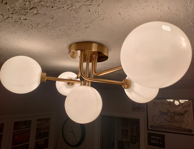 Modern Gold Semi Flush Mount Ceiling Light Glass Globes
