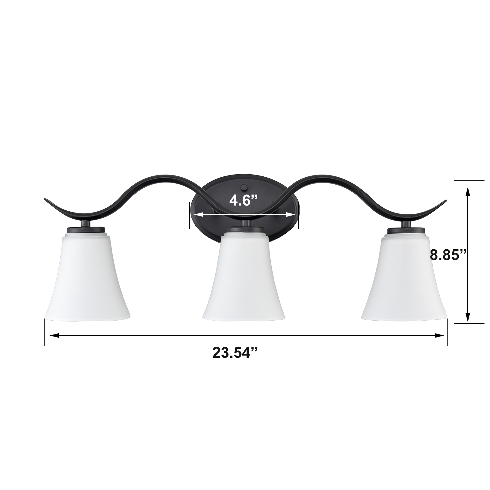 thumbnail image 2 of 3-Light Black Vanity Wall Sconce - Modern Bathroom Mirror Lighting With Clear Glass Shades 2 of 13