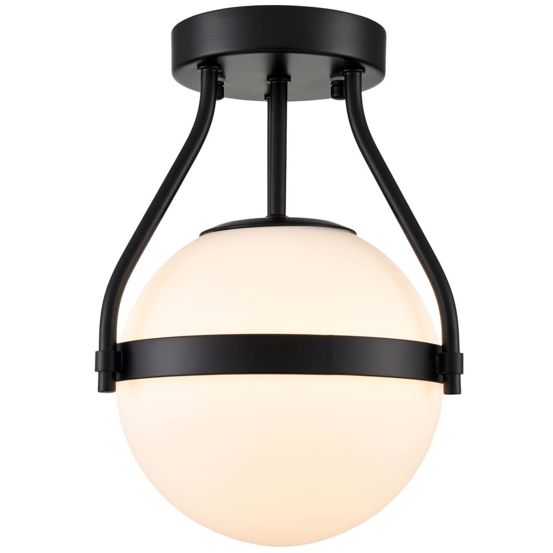 Modern Globe Glass Semi Flush Ceiling Light Black