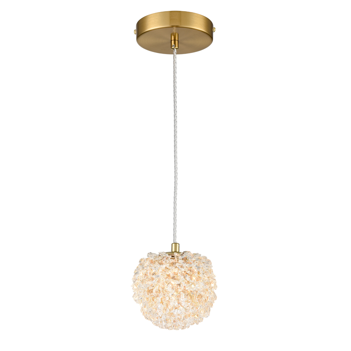 Modern Crystal Pendant Light with G9 Bulb, Gold Flush Mount Ceiling Hanging Lighting LED Crystal Chandelier Adjustable Height Hanging Lamp for Kitchen Island