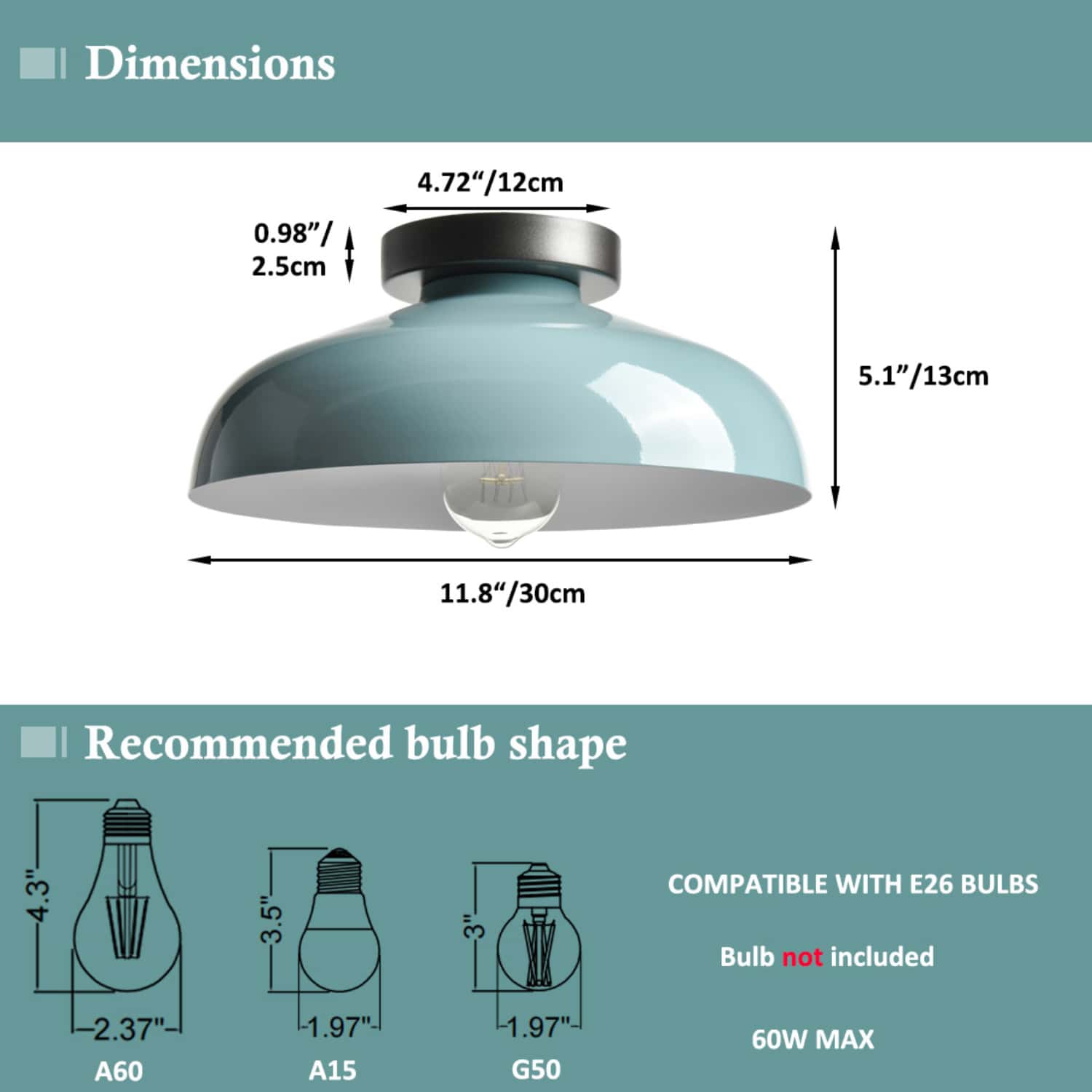 Metal Semi-flush Ceiling Light Fixture | Claxy