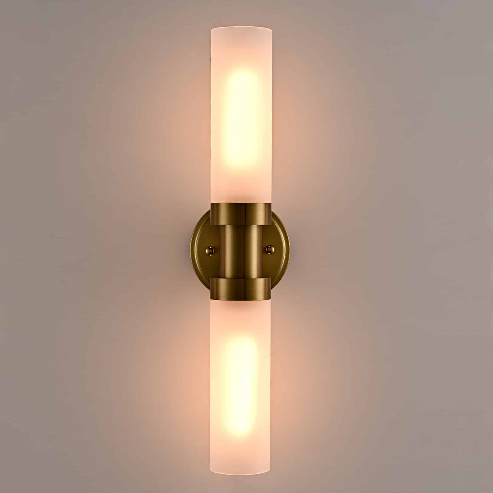 Modern Gold Wall Sconce with Frosted Glass Tube Bathroom Vanity Light Fixtures