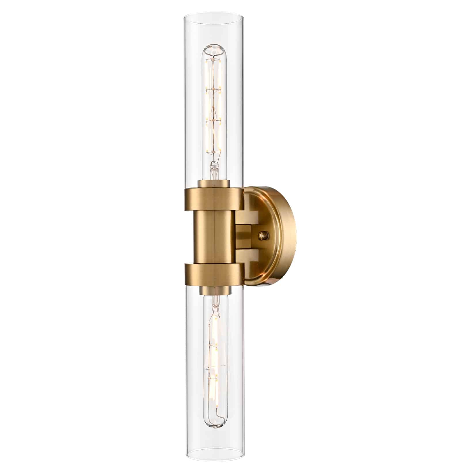Modern Gold Wall Sconce with Clear Glass Tube Bathroom Wall Light Fixtures