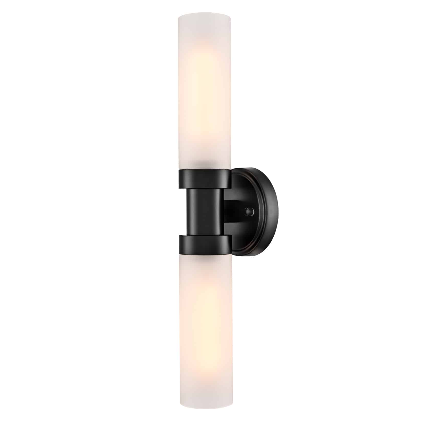 Modern Black Wall Sconce with Frosted Glass Tube Bathroom Light Fixtures