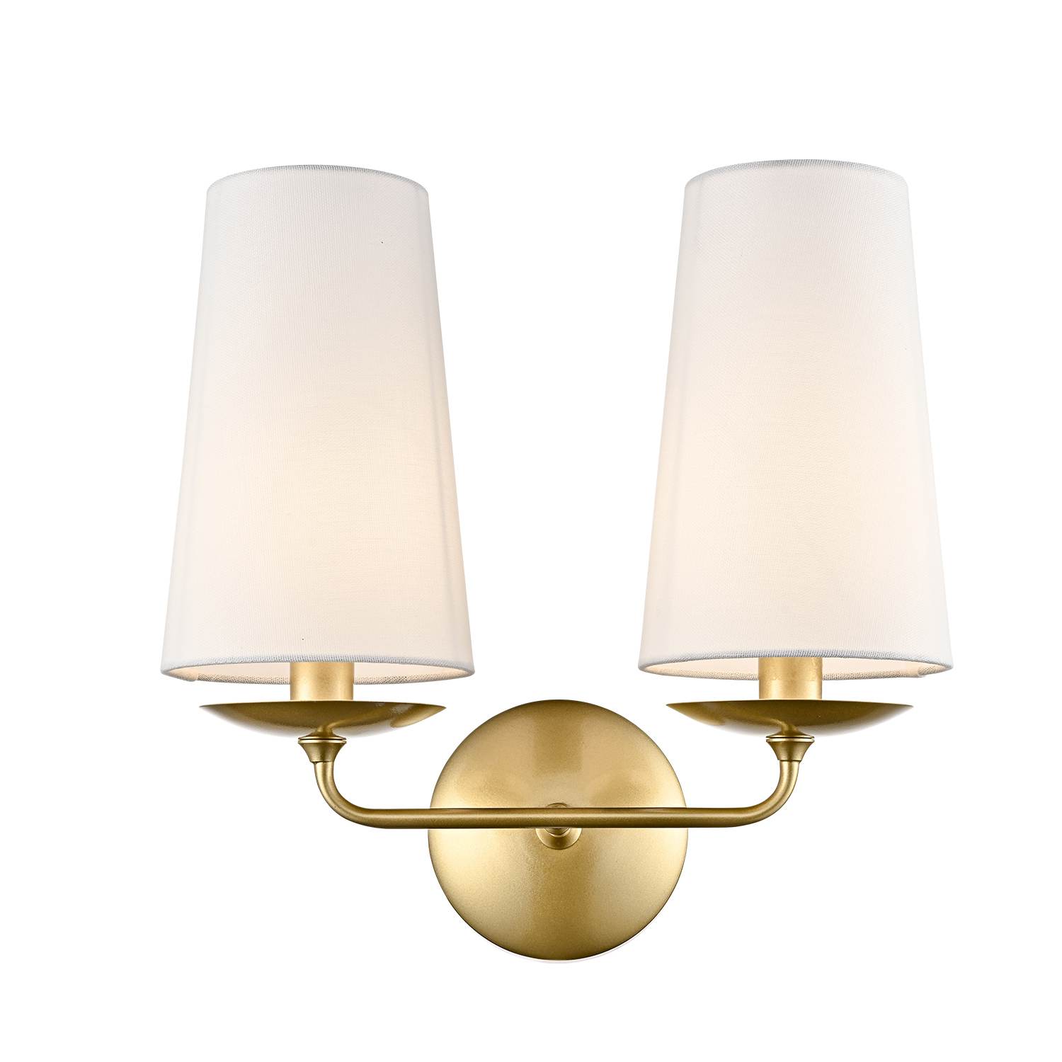 Gold Wall Sconce Industrial Wall Lamp Fabric Shade 2-Light