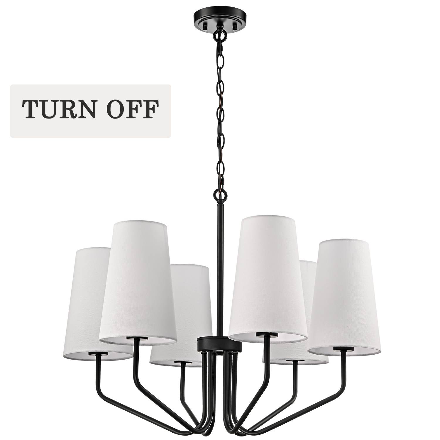 Modern Black Fabric Shade Pendant Light Fixture - 6 Light