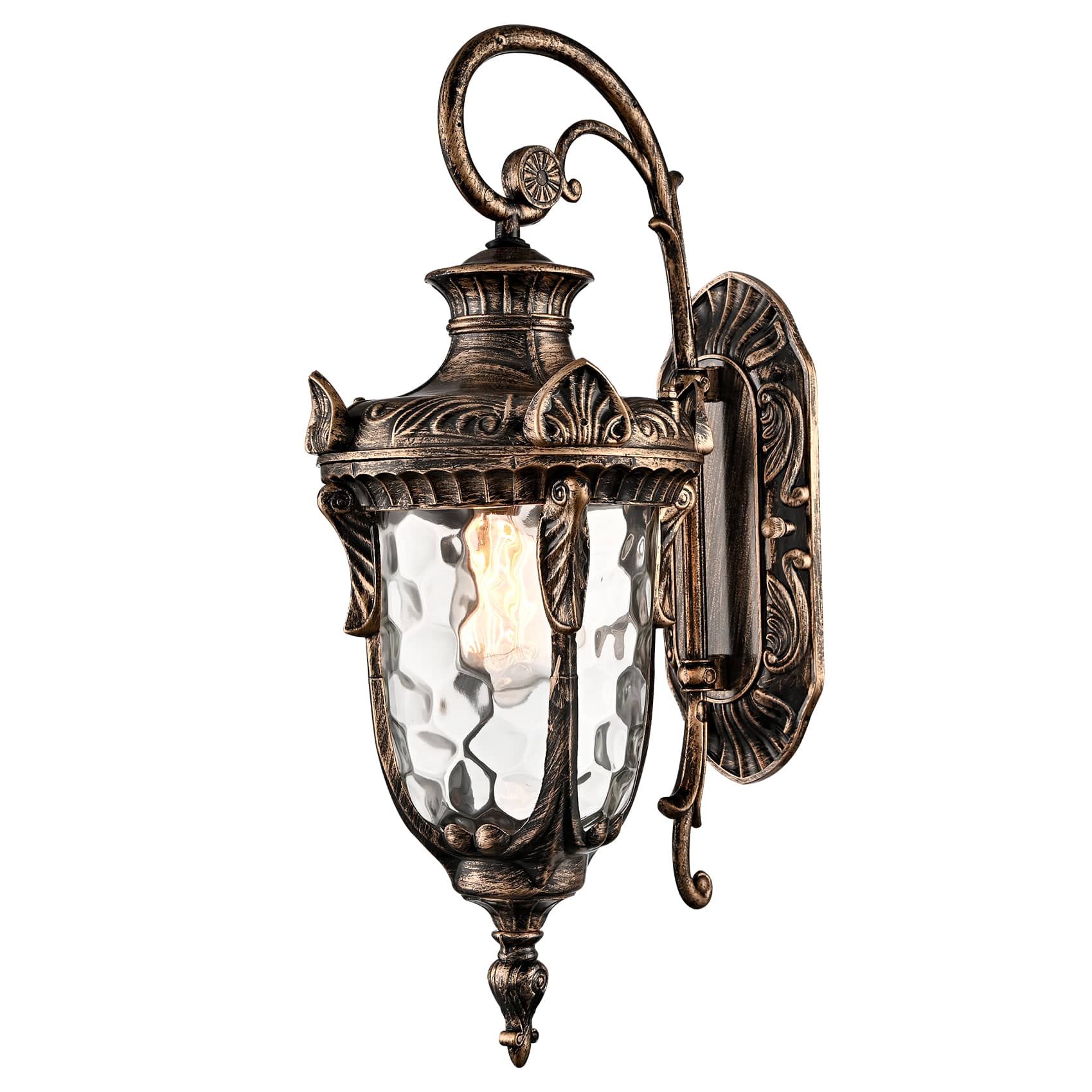 Bronze Outdoor Wall Light Fixtures Hammered Glass Wall Lantern Sconce