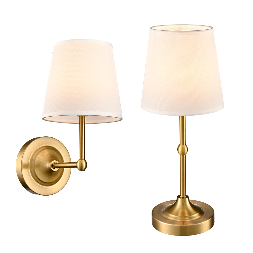 Battery Operated Wall Sconces Set of 2 Gold 2-in-1 Wireless Wall Lamps with Rechargeable Bulbs and Remote 