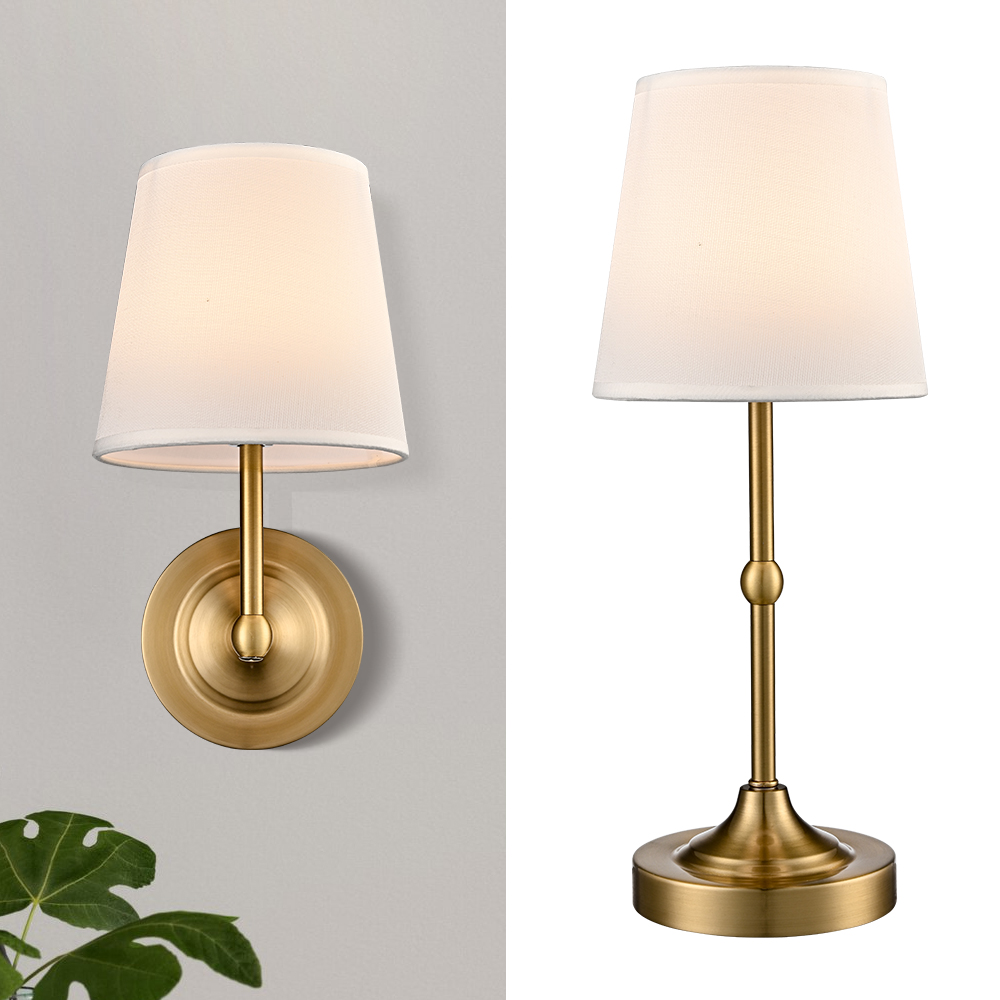 Battery Operated Wall Lamp 2-in-1 Cordless Gold Table Lamp with Rechargeable LED Bulb and Remote