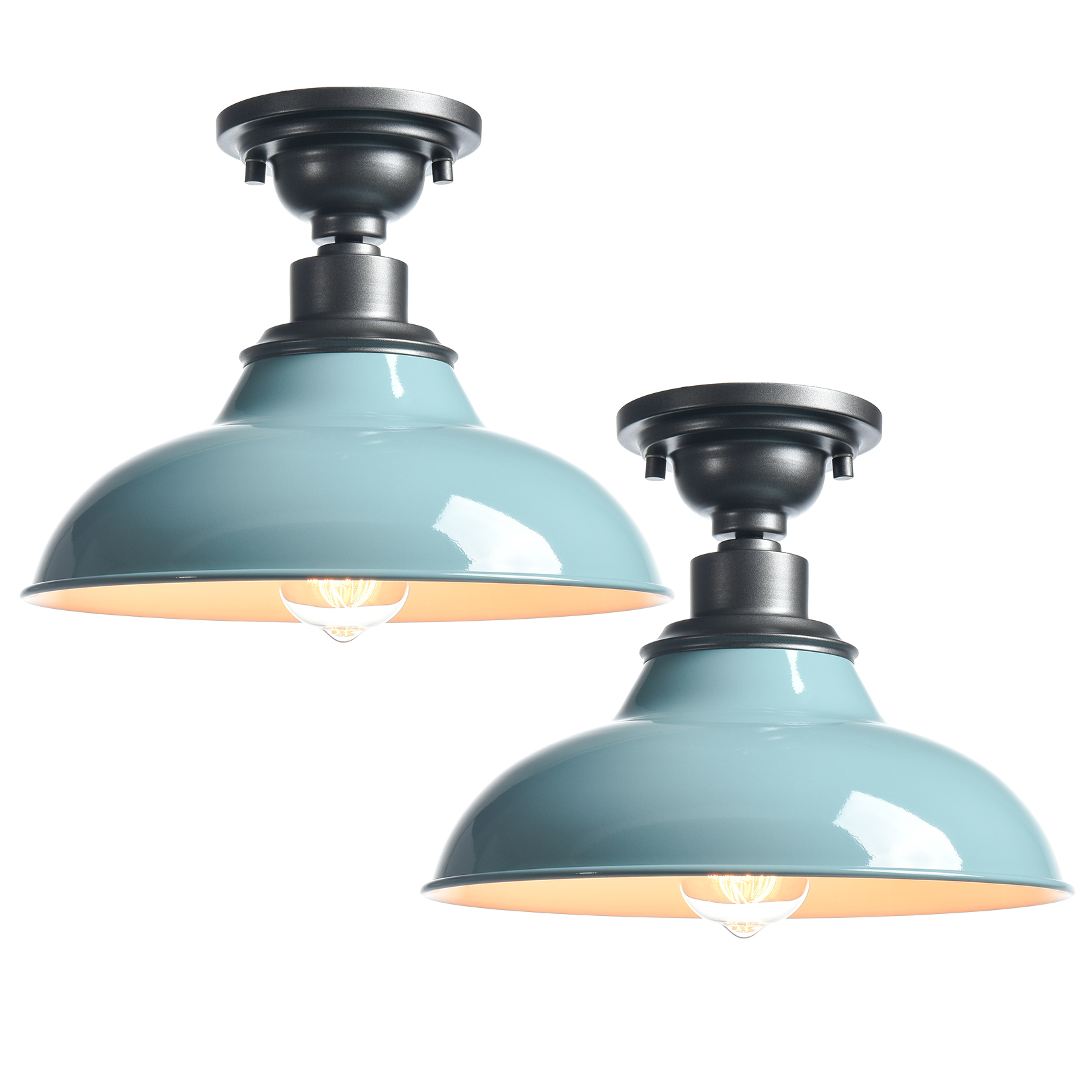 Farmhouse Semi Flush Mount Ceiling Light Industrial Barn Ceiling Light Fixture 2 Pack