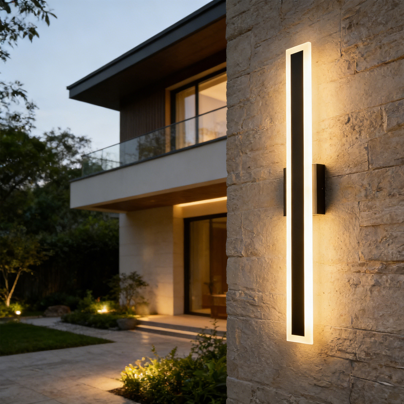Modern Outdoor LED Wall Light 16W 3000K Warm White Wall Sconce IP65 Waterproof Linear Light