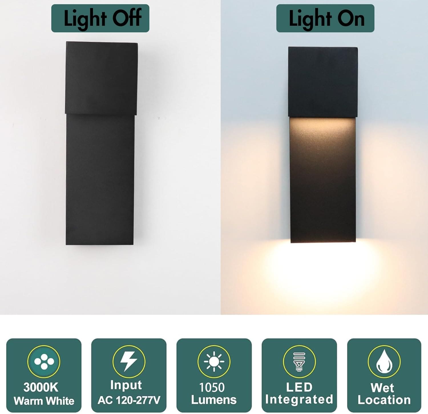 Modern Outdoor Wall Sconce Waterproof Matte Black Wall Light LED Anti Rust Porch Light