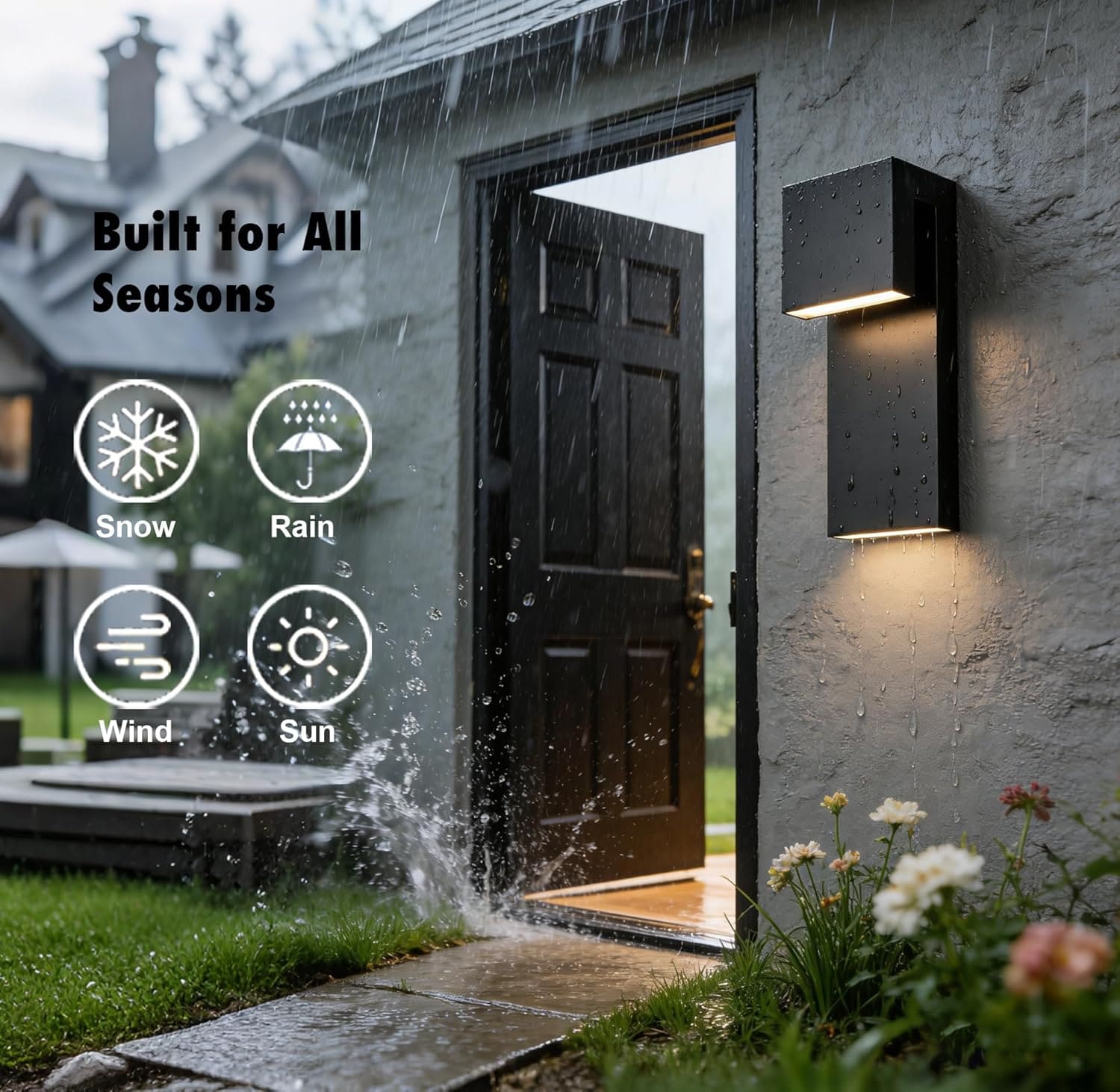 Modern Outdoor Wall Sconce Waterproof Matte Black Wall Light LED Anti Rust Porch Light