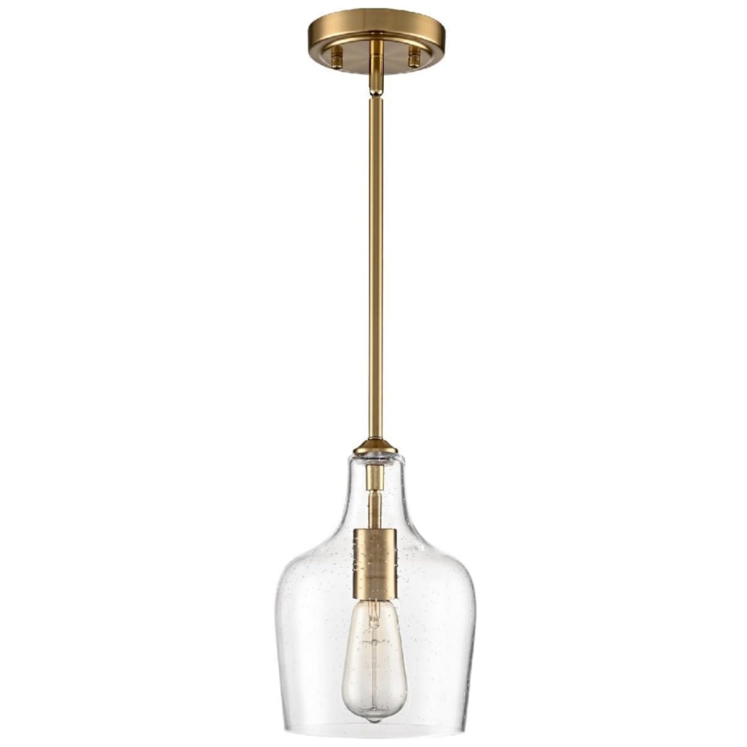 Modern Seeded Glass Kitchen Pendant Lighting Rod-Hung Gold Pendant Lighting