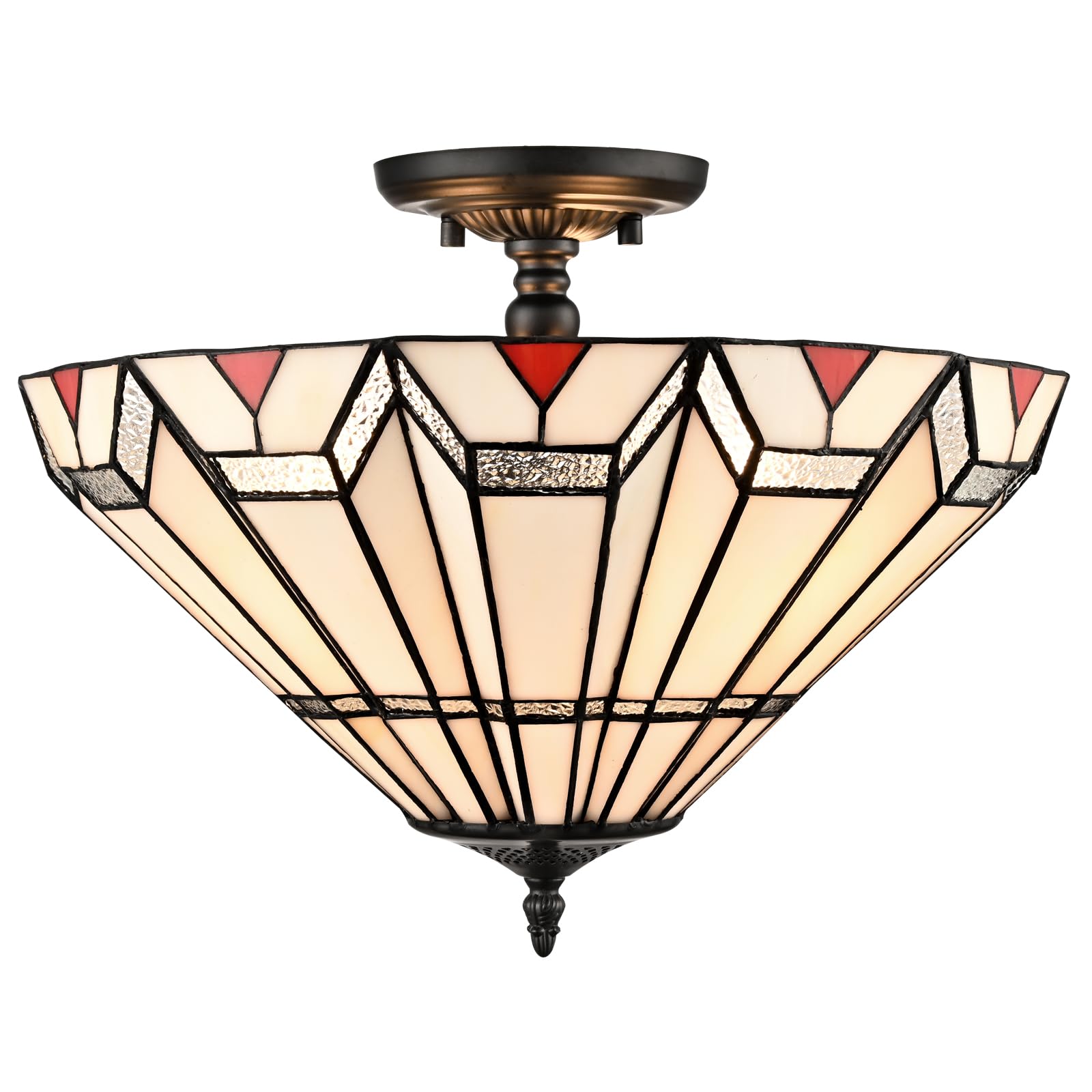 Modern Tiffany Ceiling Light 16-inch Stained Glass Flush Mount Fixture