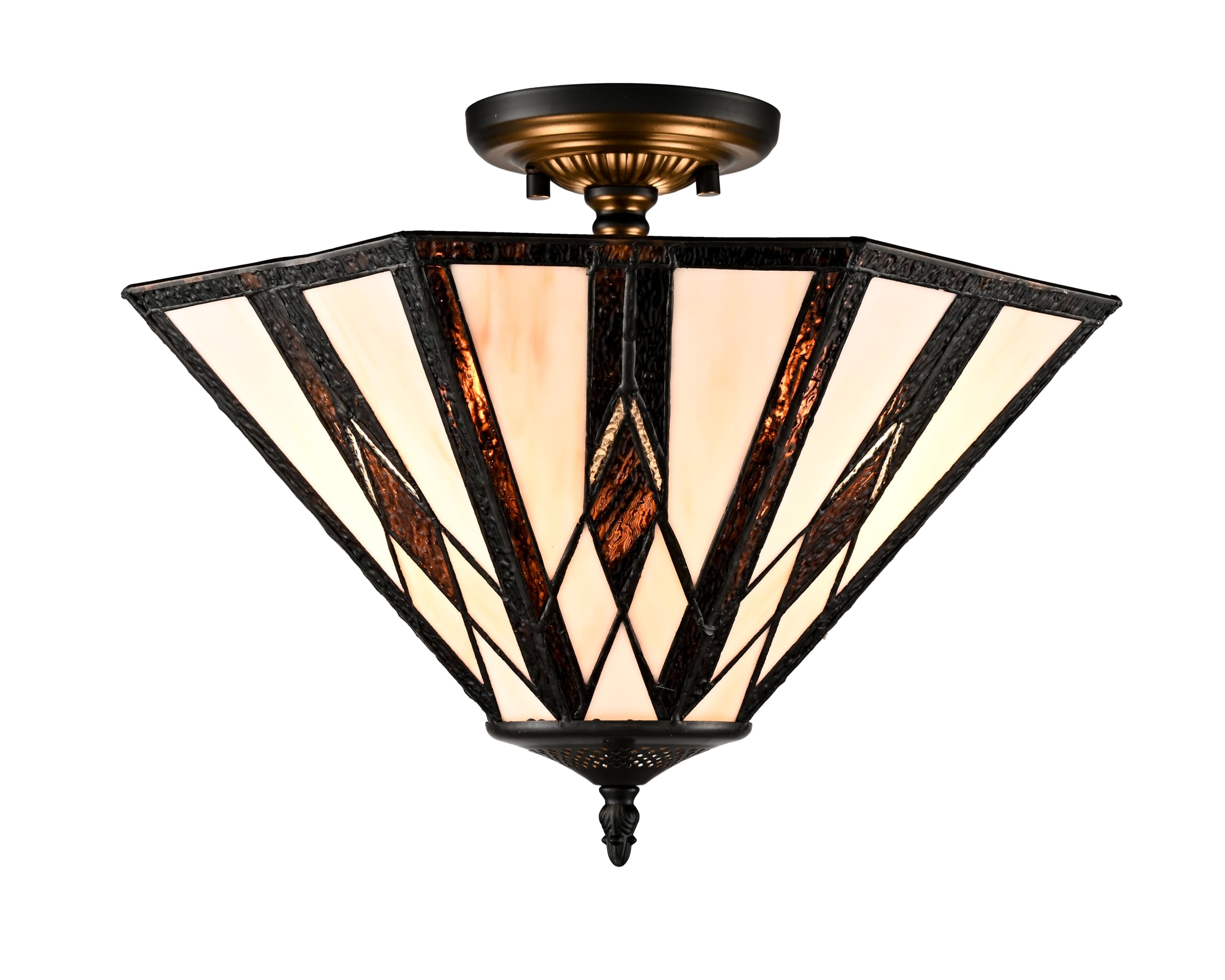 Tiffany Glass Ceiling Light 16.7-Inch 3-Light Stained Glass Ceiling Light 