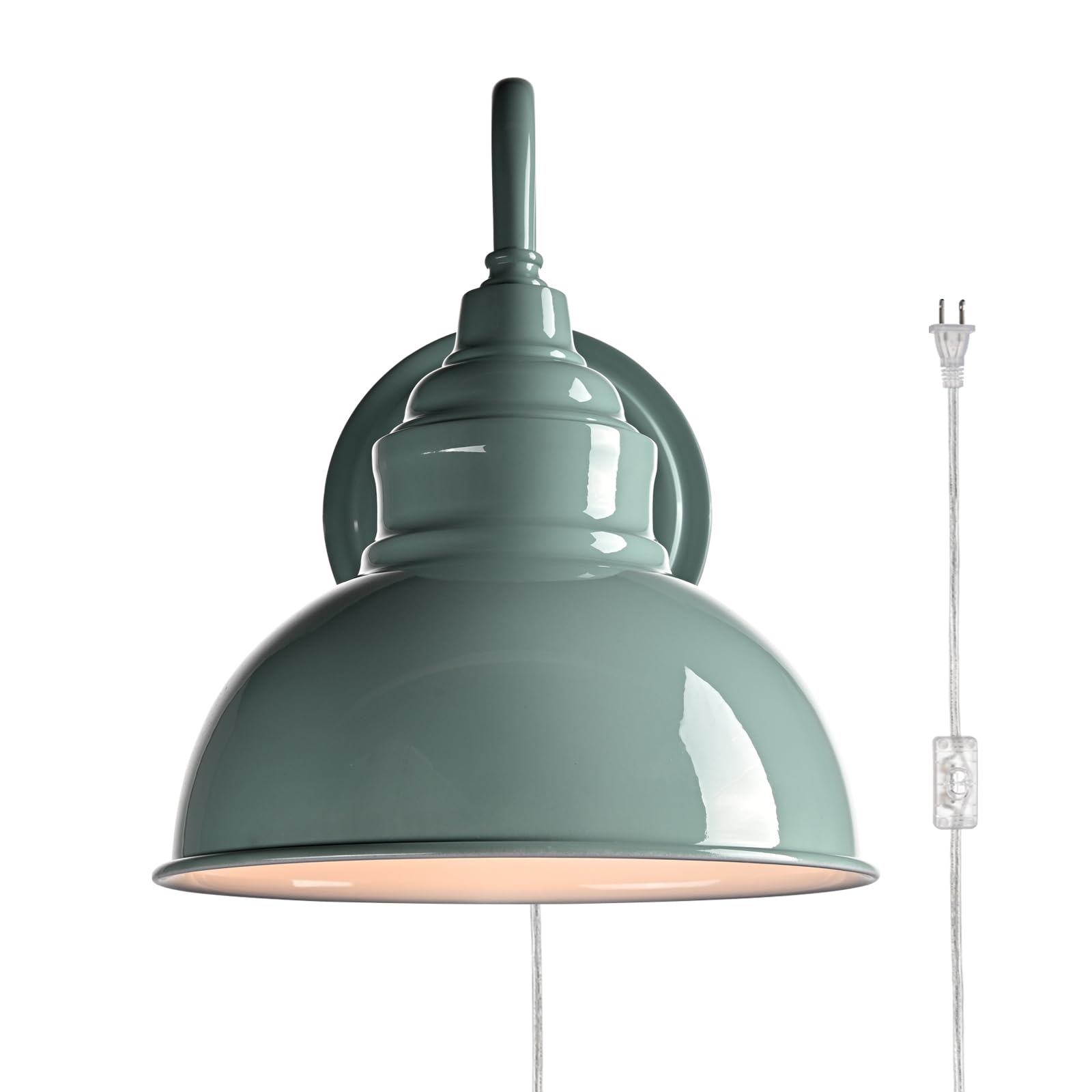 Modern Gooseneck Wall Sconce Plug-in Wall Lamp with On/Off Switch