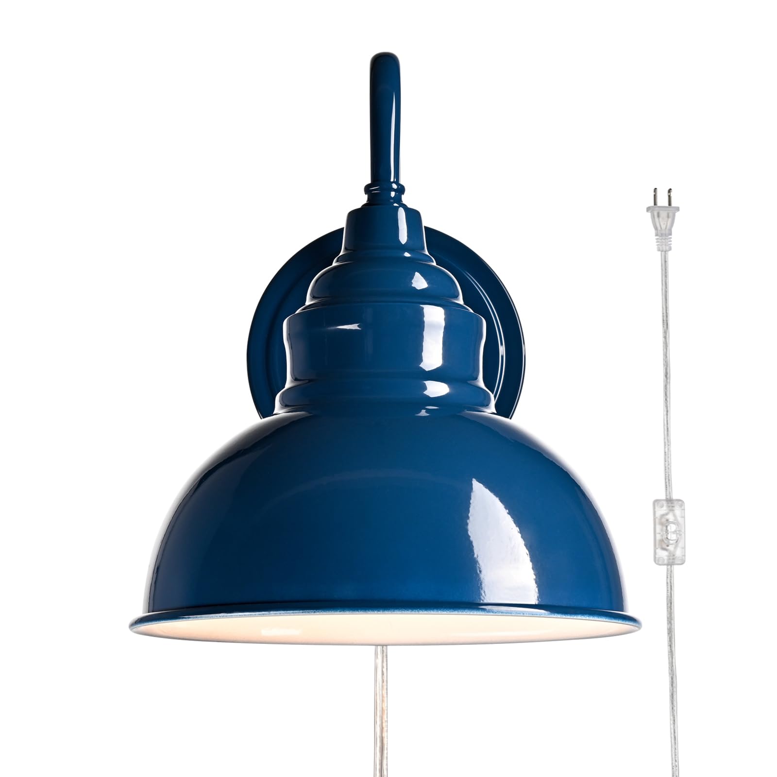 Blue Gooseneck Wall Light Fixture Plug-in Wall Lamp with On/Off Switch