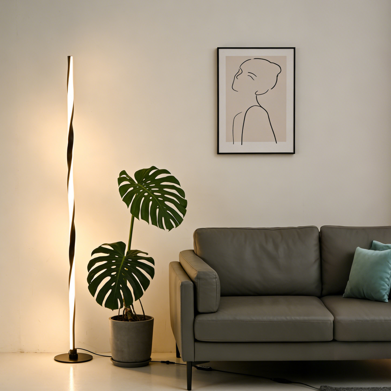 Smart RGBWIC Floor Lamp Modern Floor Lamp with Music Sync and 16 Million DIY Colors