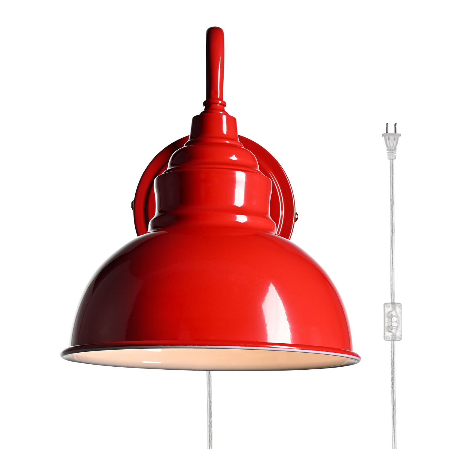 Plug-in Wall Sconce with On-Off Switch Modern Gooseneck Mini Green Wall Light