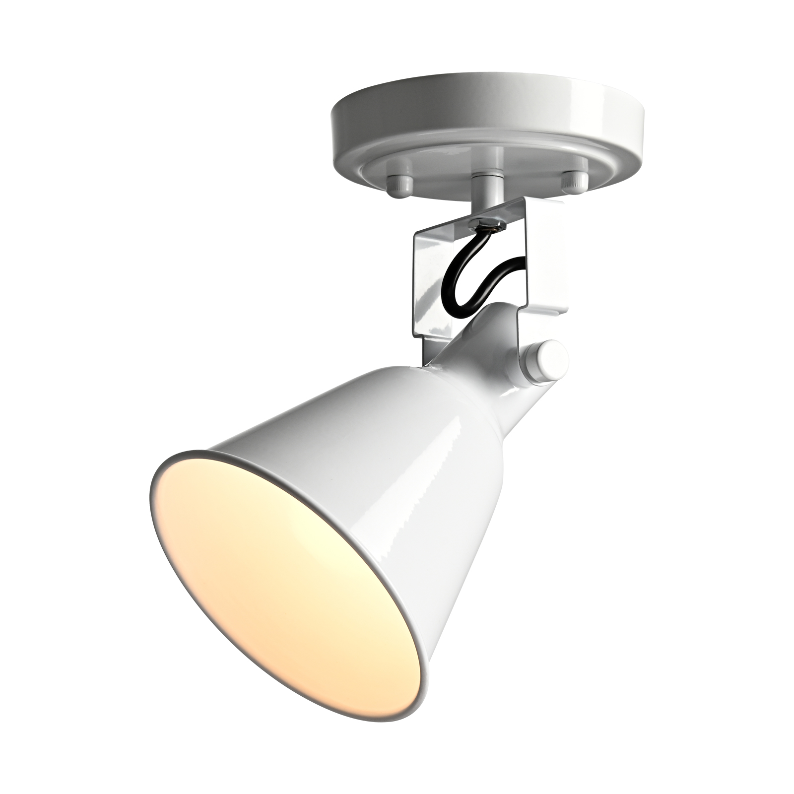 1-Light Adjustable White Spotlight Semi Flush Mount Ceiling Light Fixture Track Light