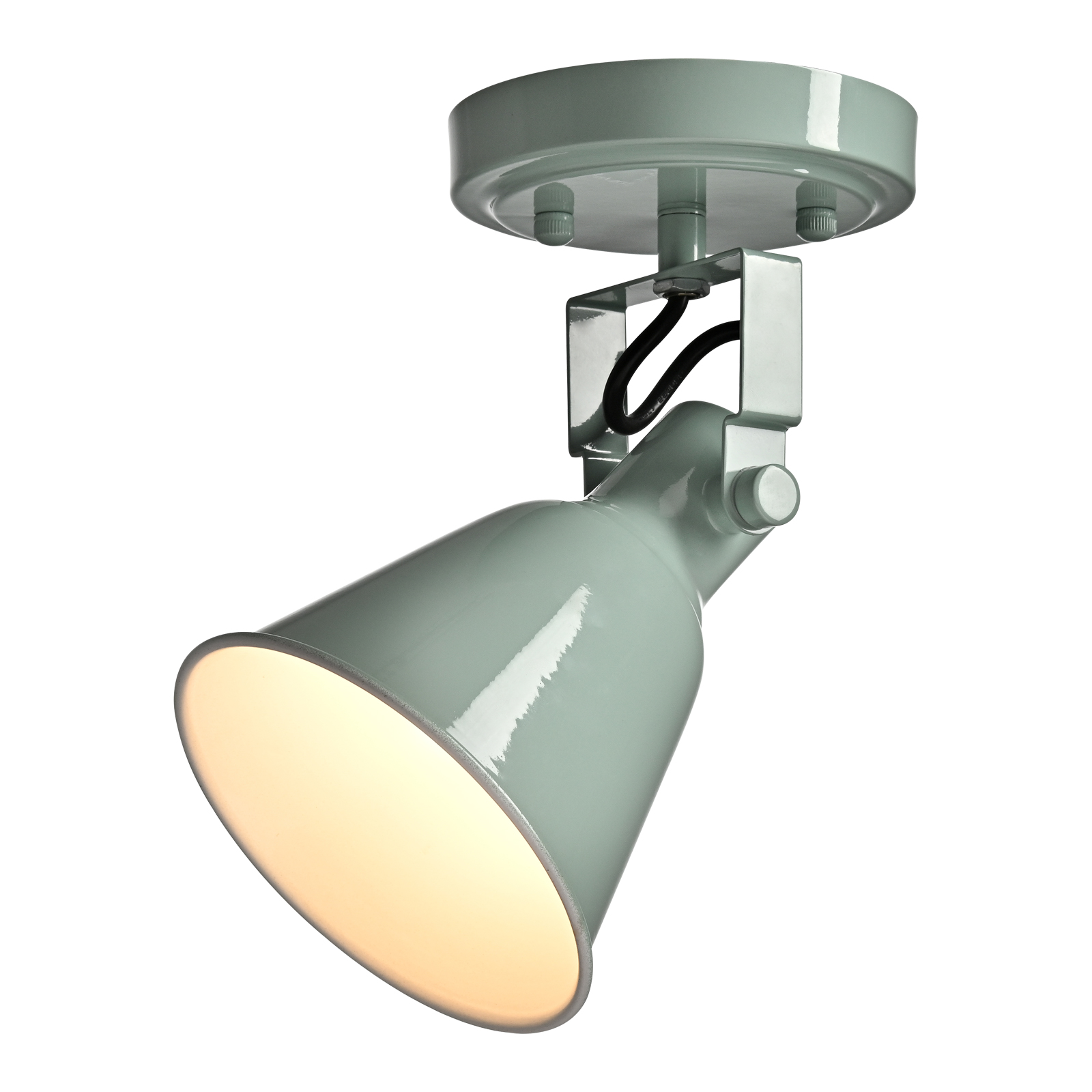 1-Light Adjustable Mint Green Spotlight Semi Flush Mount Ceiling Light Fixture Track Light