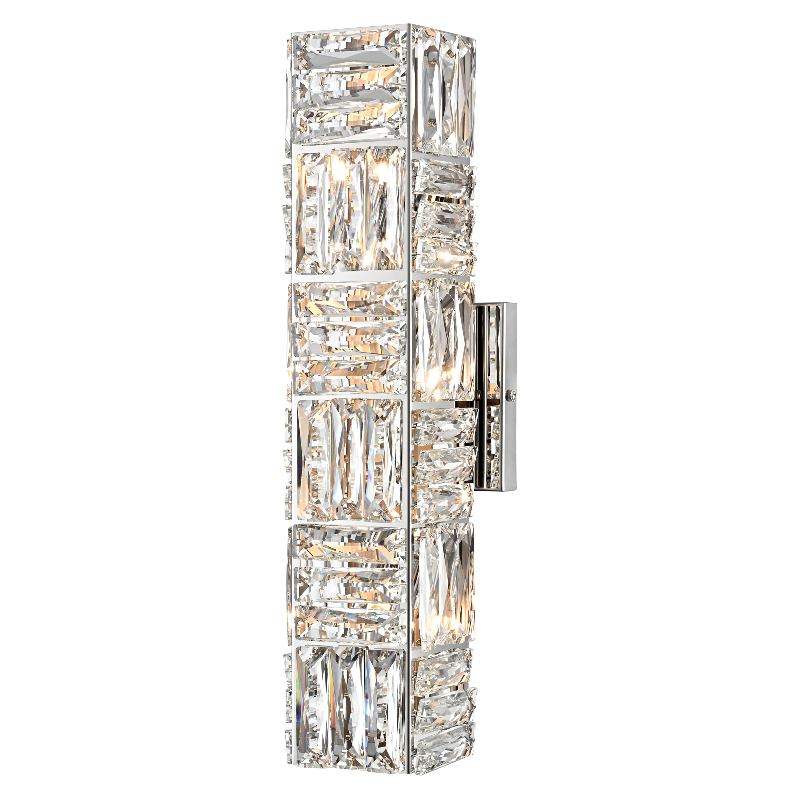 18-Inch Modern Chrome Crystal Wall Sconce 5-Light Luxury Crystal Chrome Wall Vanity Light