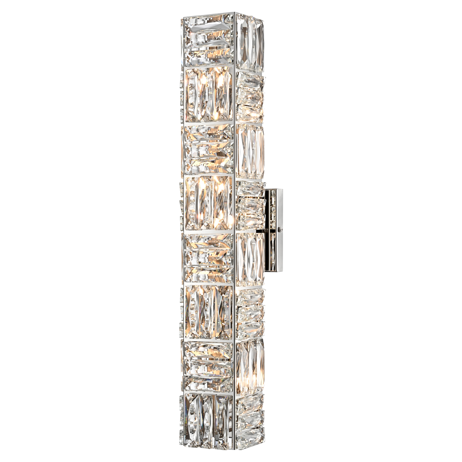 Modern Gold Crystal Wall Sconce 24-Inch 7-Light Wall Fixture Brass Vanity Light Fixtures