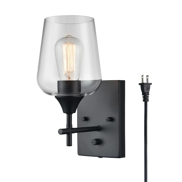 Farmhouse Matte Black Bathroom Vanity Lighting plug in Wall Sconce