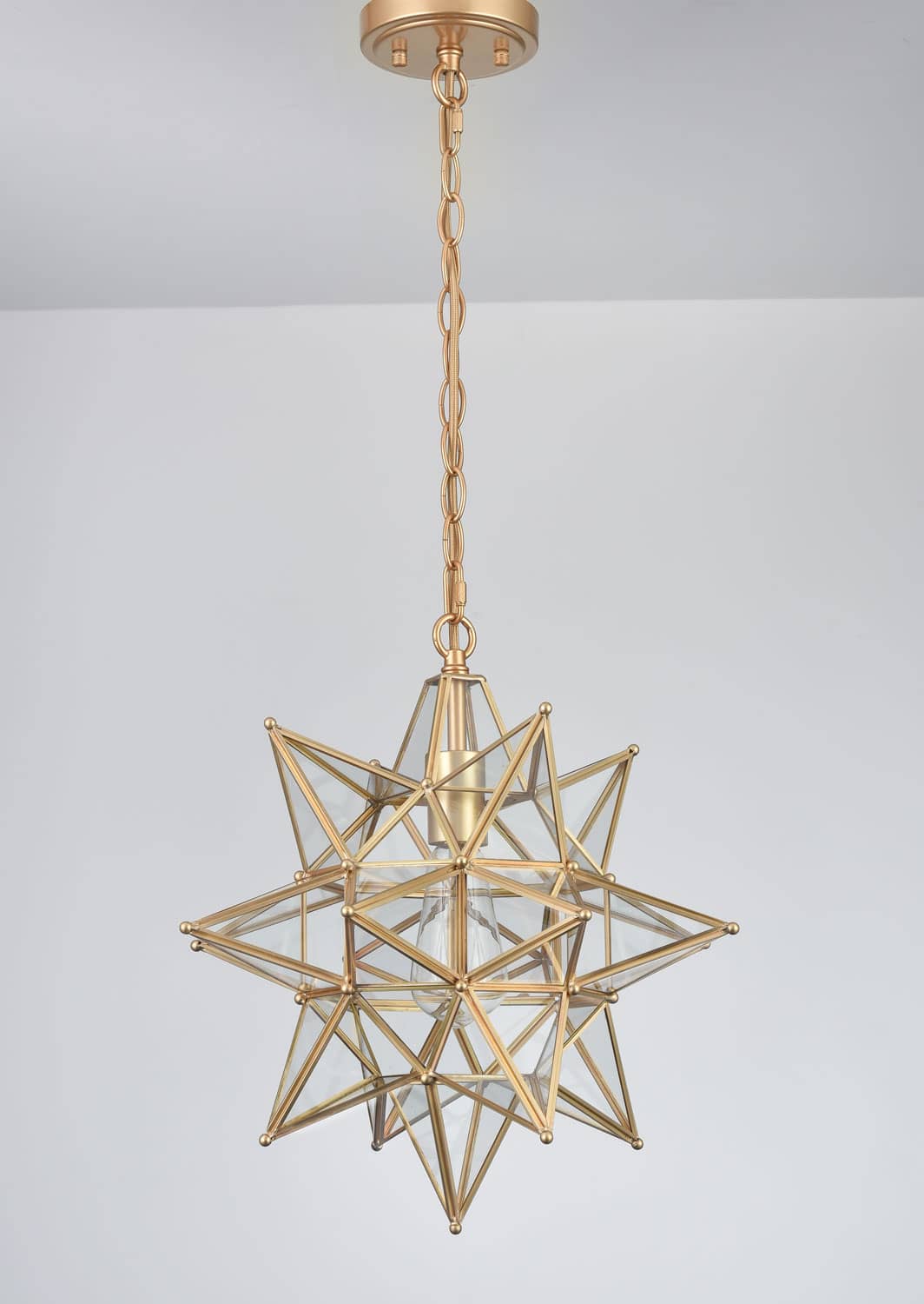 Modern Moravian Star Pendant Light Boho Gold Hanging Light 16 Inch