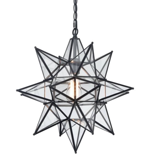 Boho Moravian Star Pendant Light 20 Inch Large Black Hanging Light