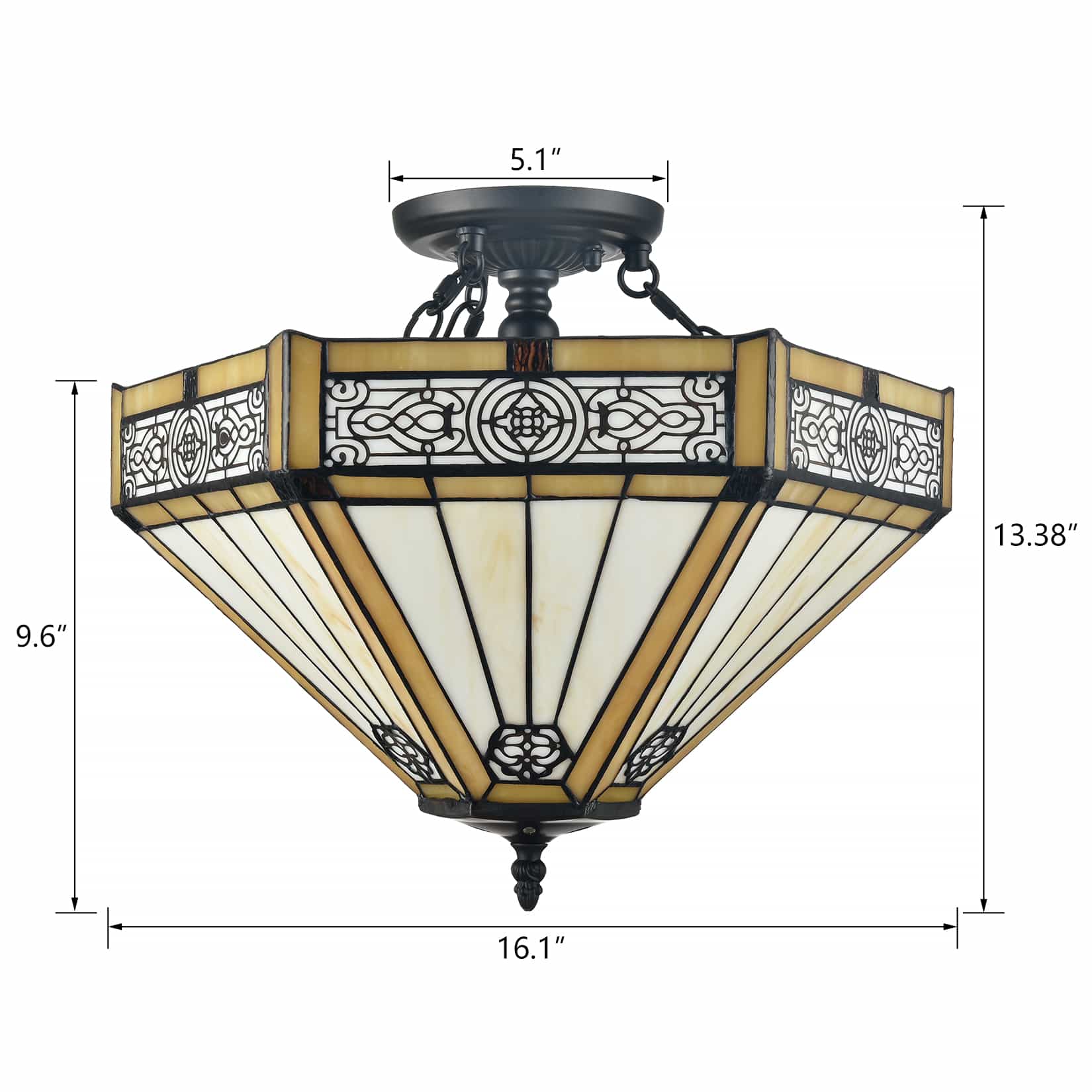 Tiffany Style Ceiling Light Stained Glass Semi Flush Mount Light