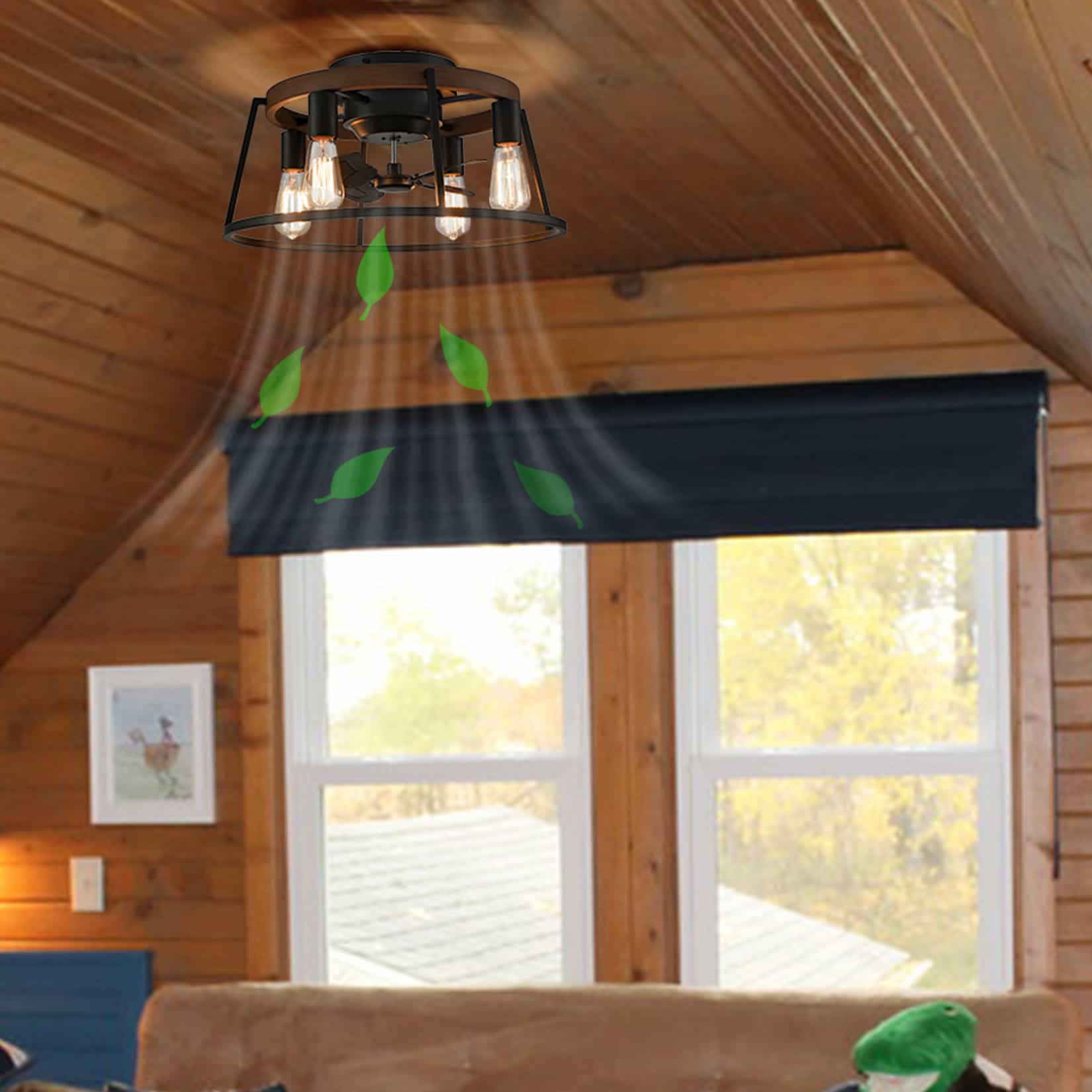 Farmhouse Caged Ceiling Fans with Lights Remote Control