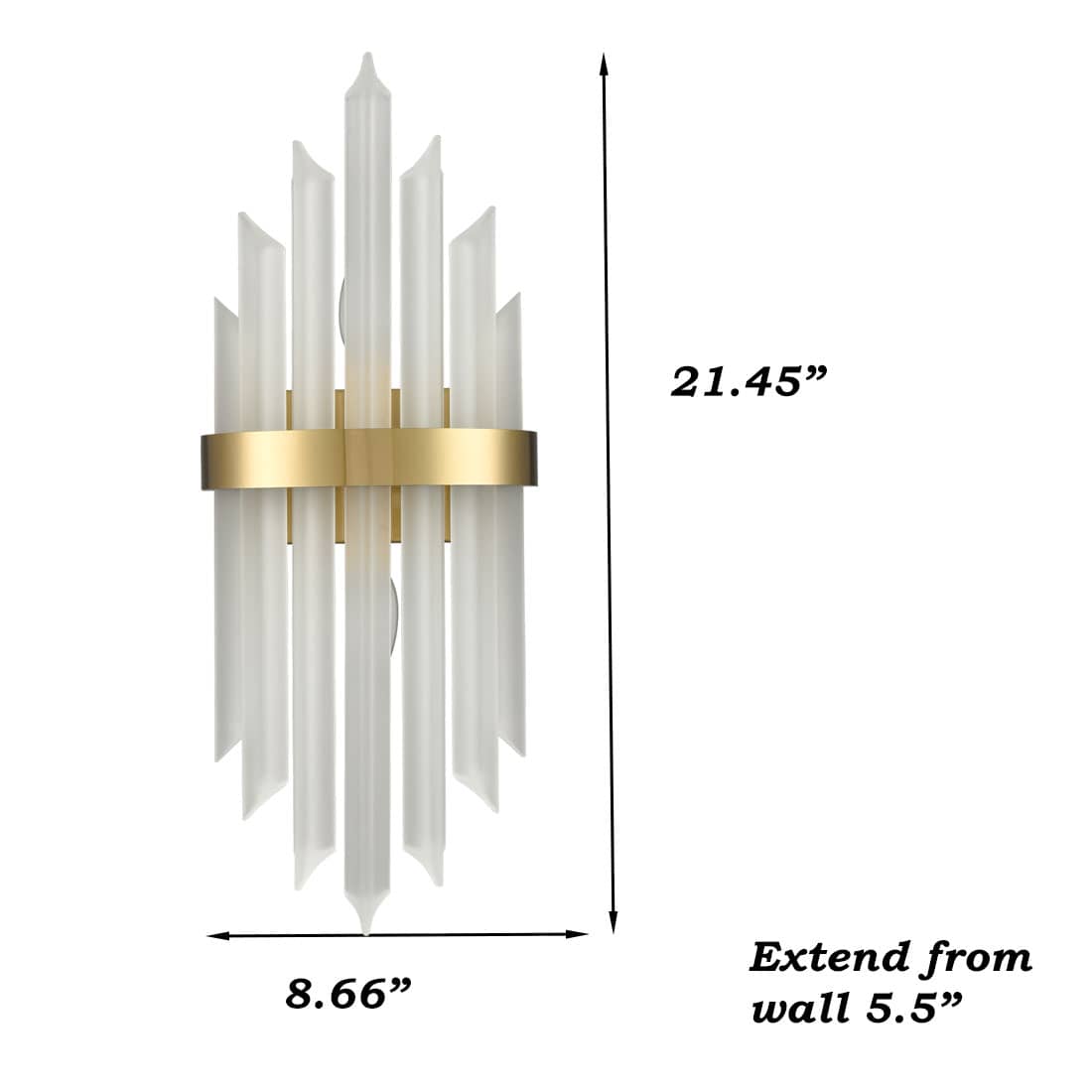Modern Gold Wall Sconces Set of Two Wall Light with Crystal Frosted Glass