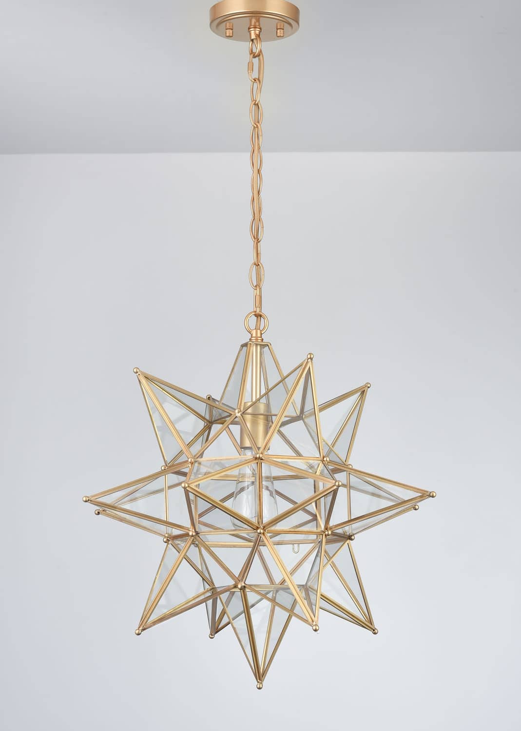 Modern Star Pendant Light Boho Gold Hanging Ceiling Light with Clear Glass