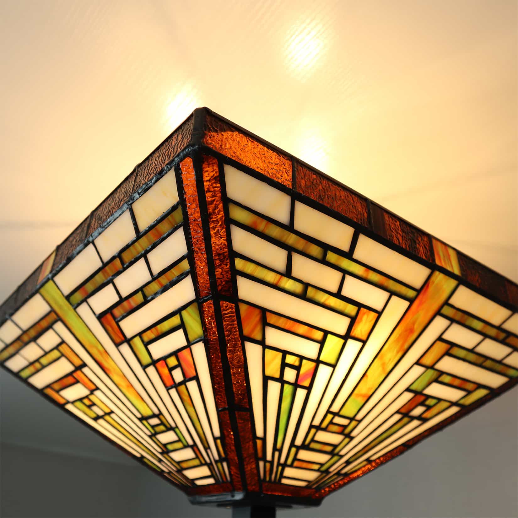 Tiffany Semi Flush Mount Light with Stained Glass Ceiling Light Fixture