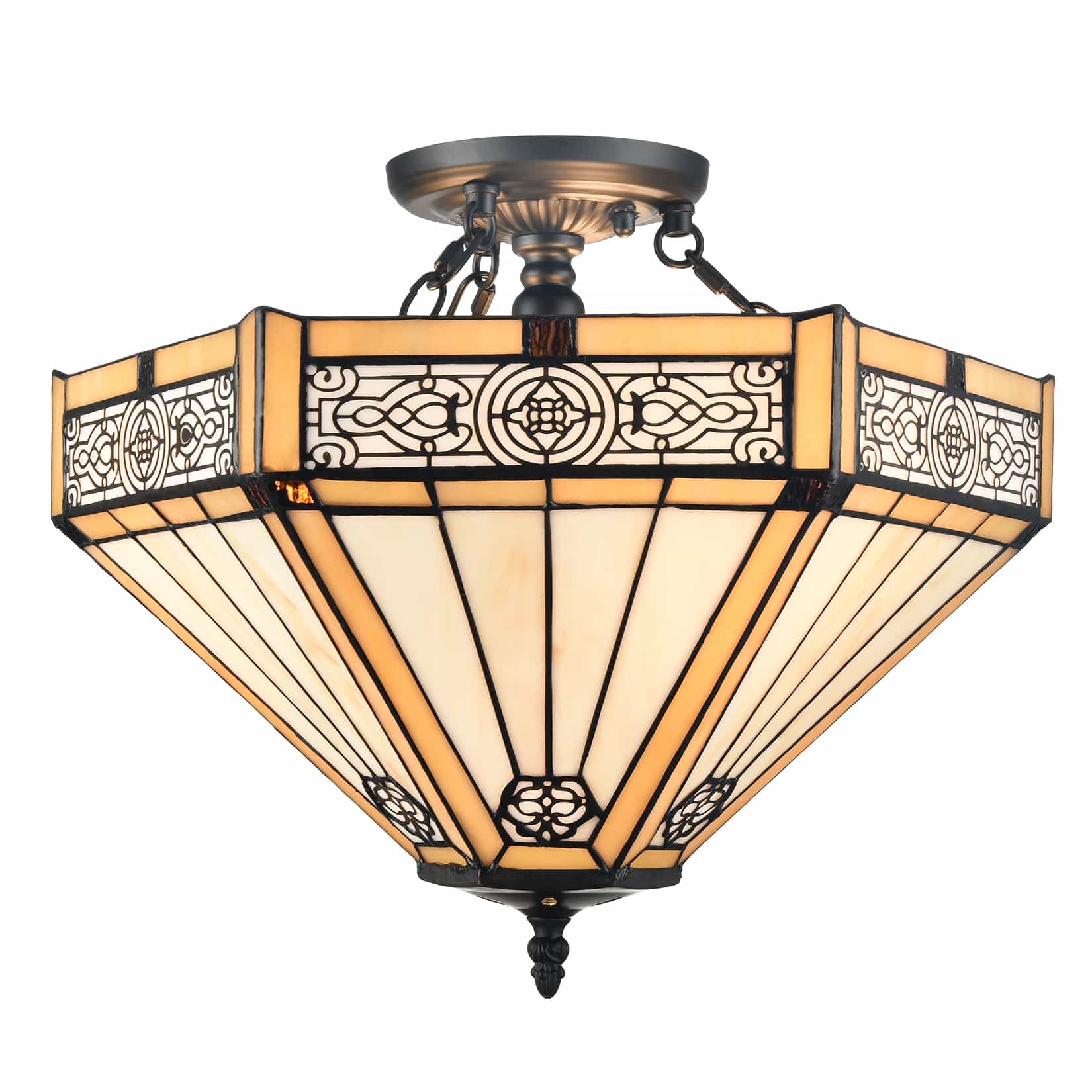Tiffany Style Ceiling Light Stained Glass Semi Flush Mount Light