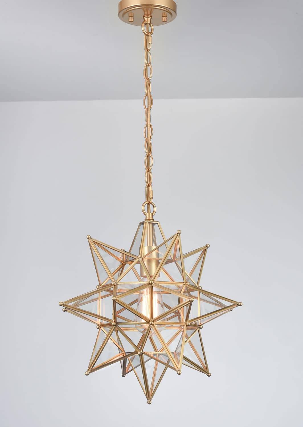 Modern Moravian Star Pendant Light Boho Gold Hanging Light 16 Inch