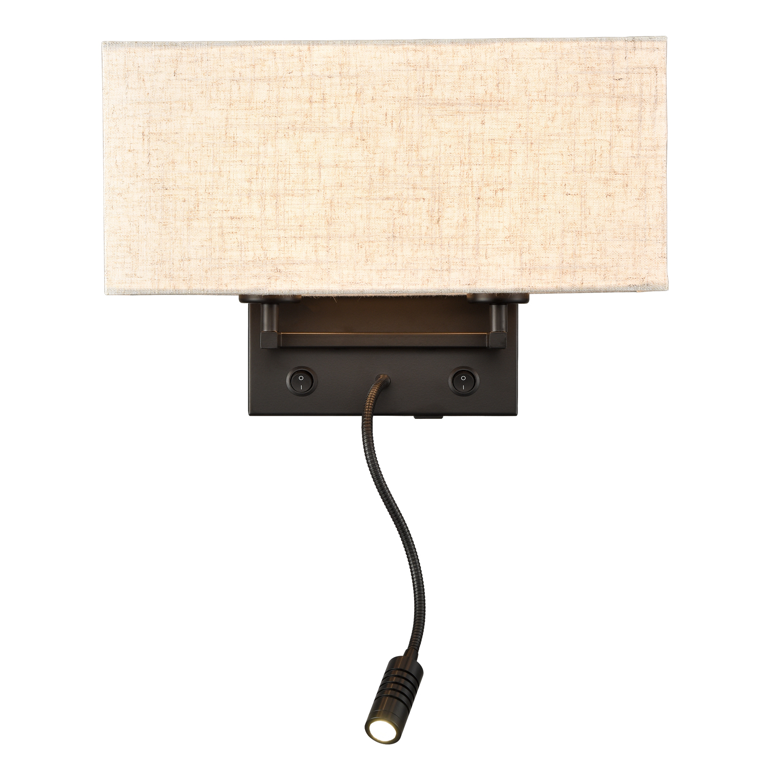 Black Wall Mounted Bedside Lamps with Switch USB Ports and LED Reading Spotlight Wall Focus Light