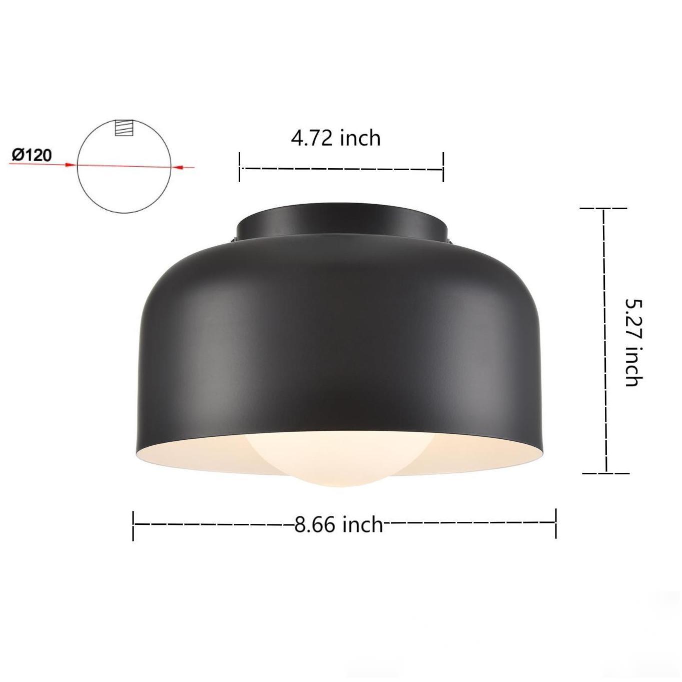 Industrial Semi-Gloss Black Ceiling Light Fixture Rustic Barn Design Semi Flush Mount Ceiling Lights for Kitchen Dining Room Hallway Porch Foyer Entryway Laundry