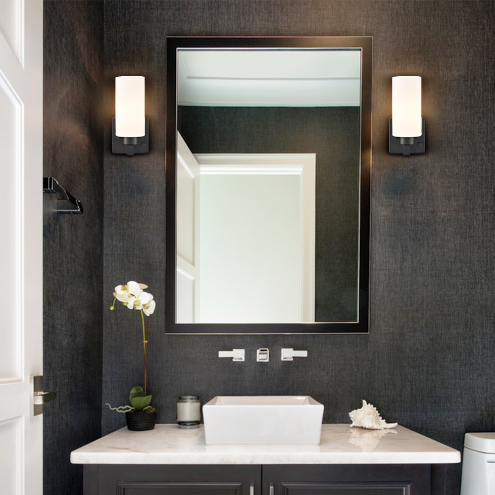 Modern Plug in Wall Sconce with Cord Black Bathroom Vanity Light
