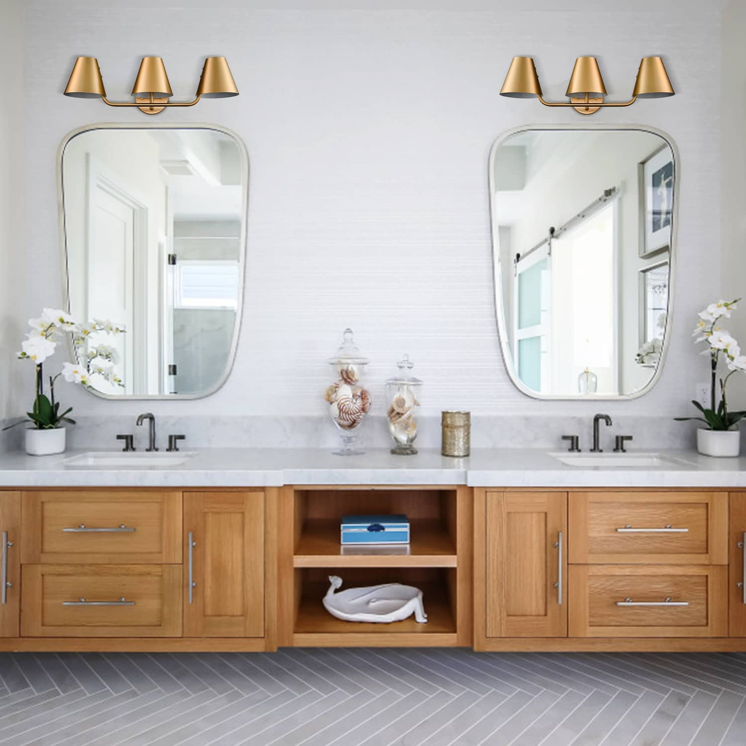 Modern Vanity Lights for Mirror Brass Wall Sconce 3-Light