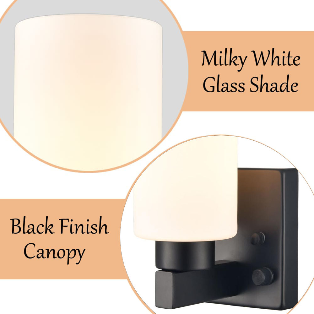 Modern Plug in Wall Sconce with Cord Black Bathroom Vanity Light