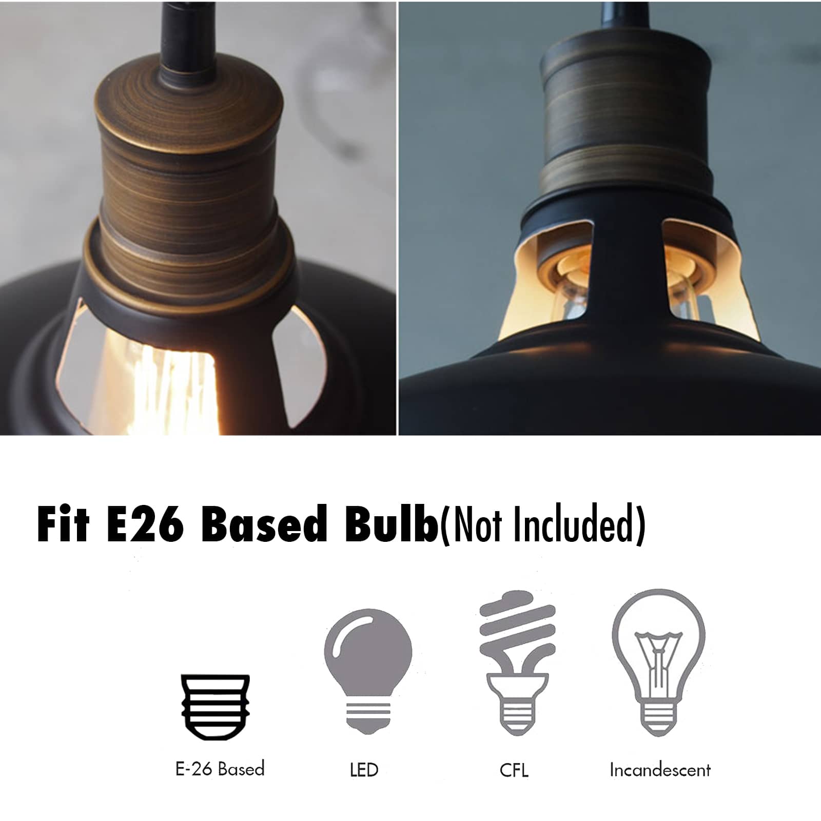Industrial Plug-In Pendant Light Barn Shape On/Off Switch Set of 2