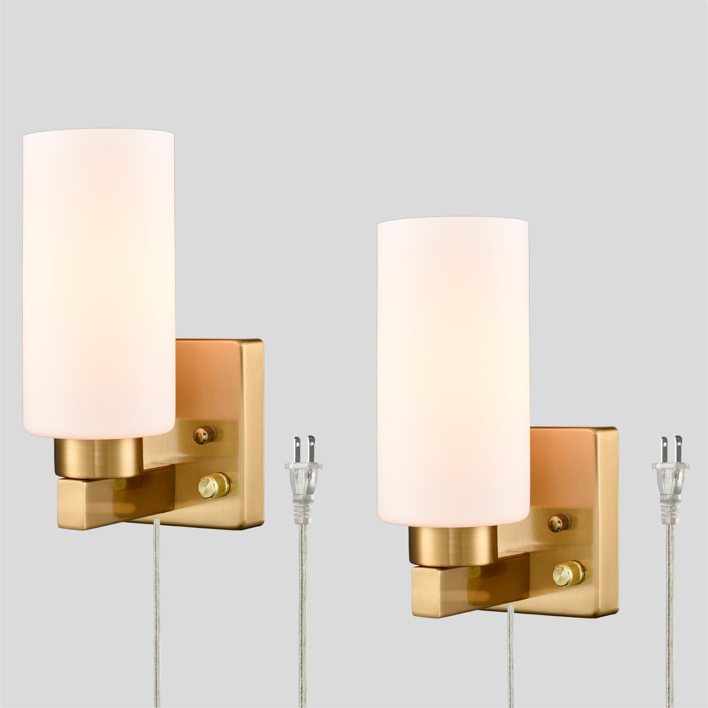 Modern Plug in Wall Sconce with Cord Brass Bathroom Vanity Light