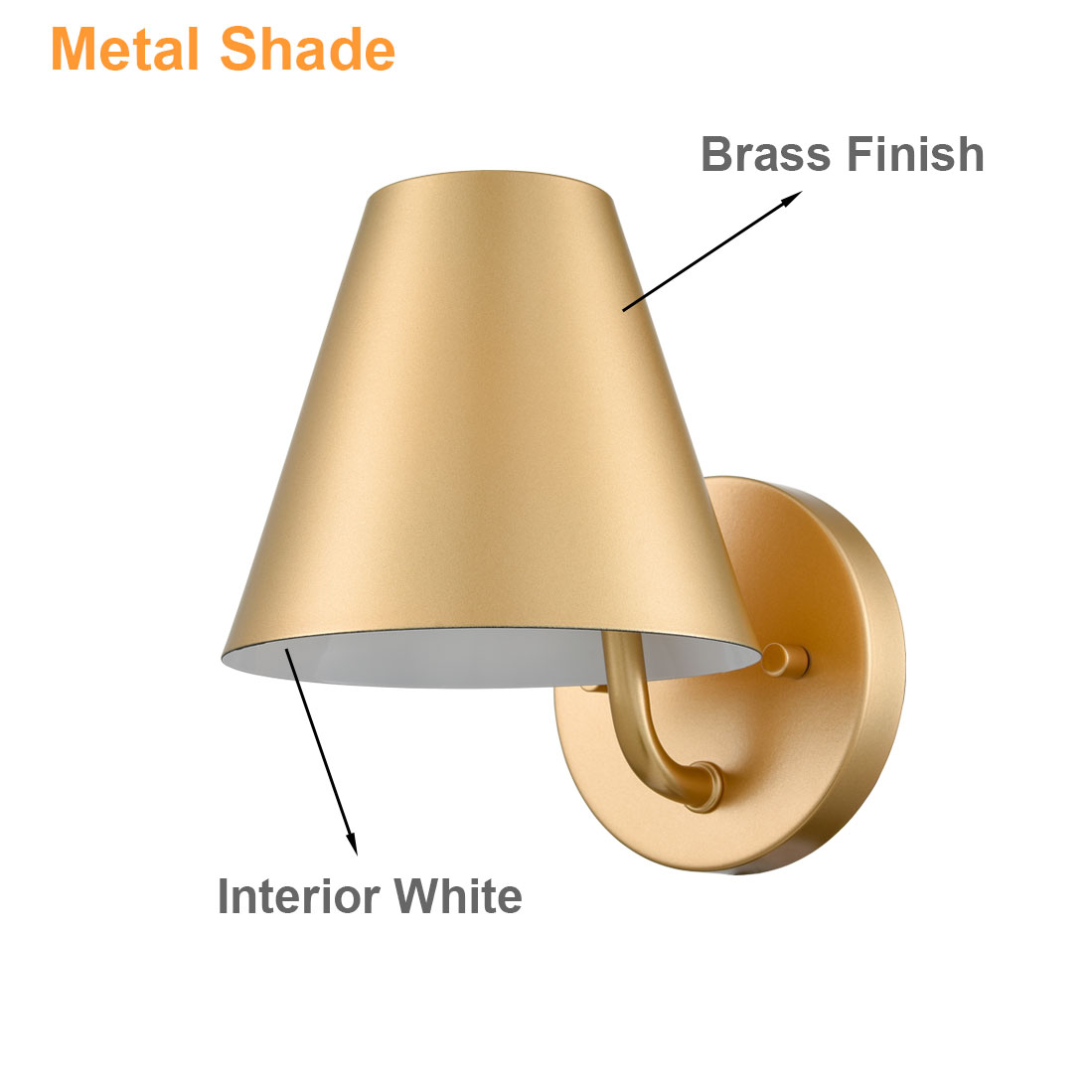 Modern Brass Wall Sconce Lighting with Metal Barn Shade