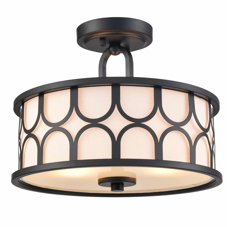 Black Semi Flush Mount Ceiling Light Drum light Fixture CLAXY