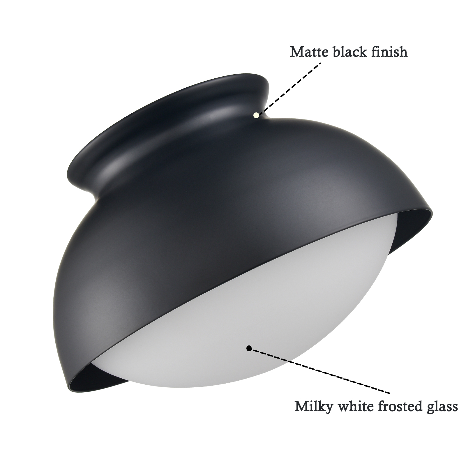 Black Glass Ceiling Light Flush Mount Fixture