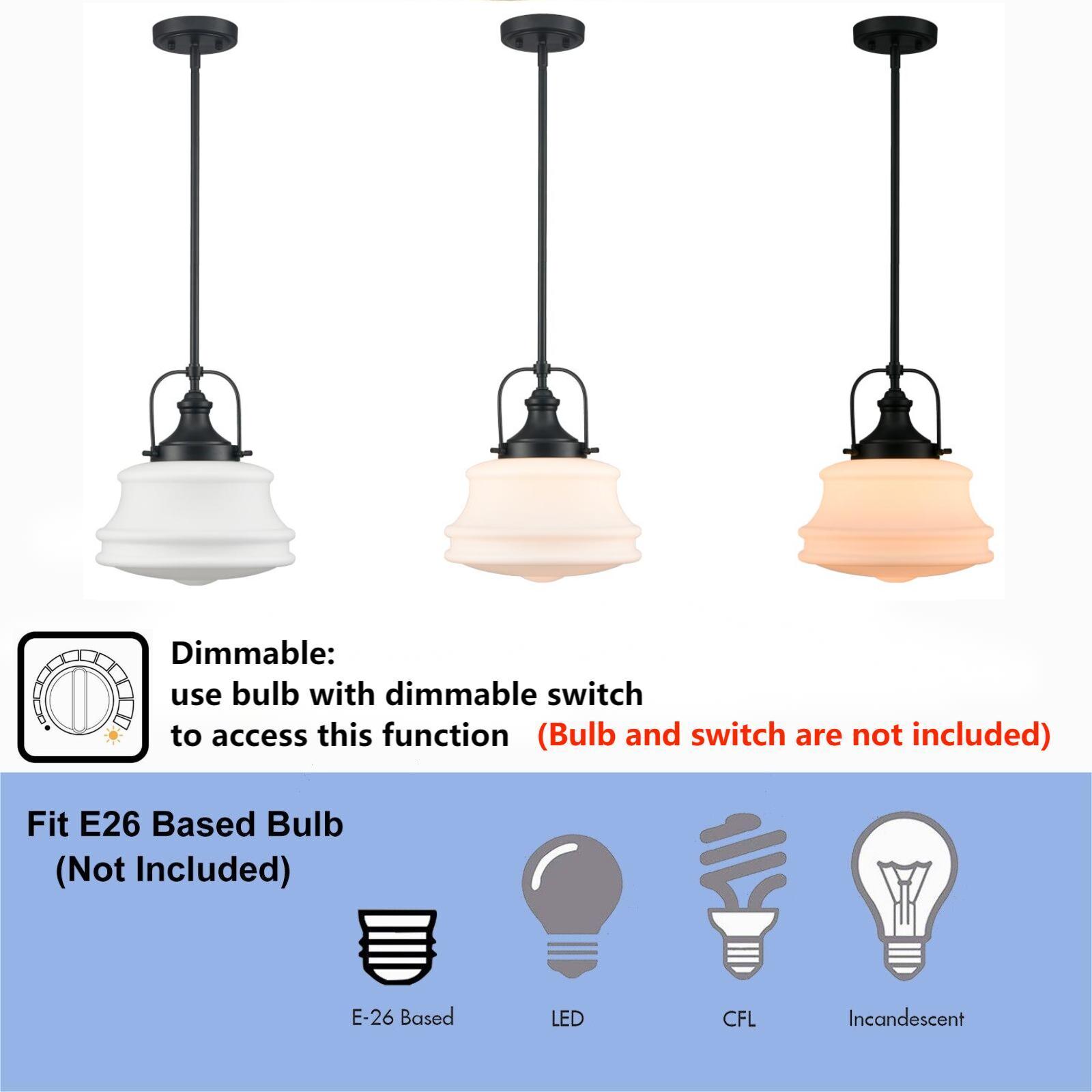 Industrial Pendant Light Fixtures Black Schoolhouse Hanging Adjustable Light for Kitchen Island