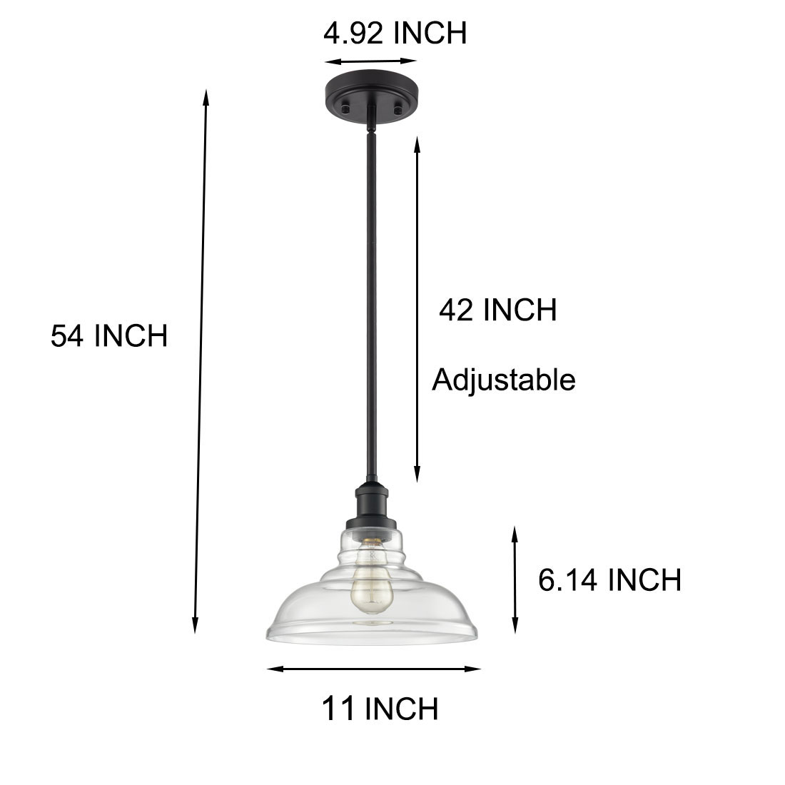 Industrial Black Island Pendant Light with Clear Glass Shade